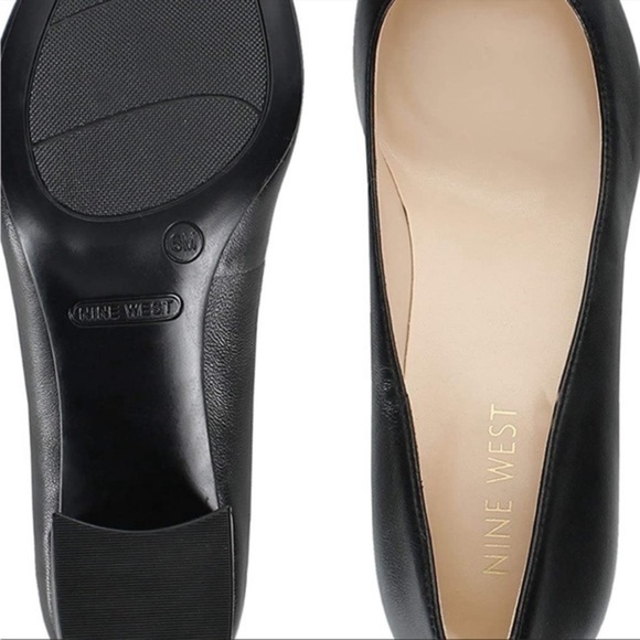 NINE WEST Issa8 Black Leather Pumps-6.5 M womens shoes work block heels … - Picture 4 of 6